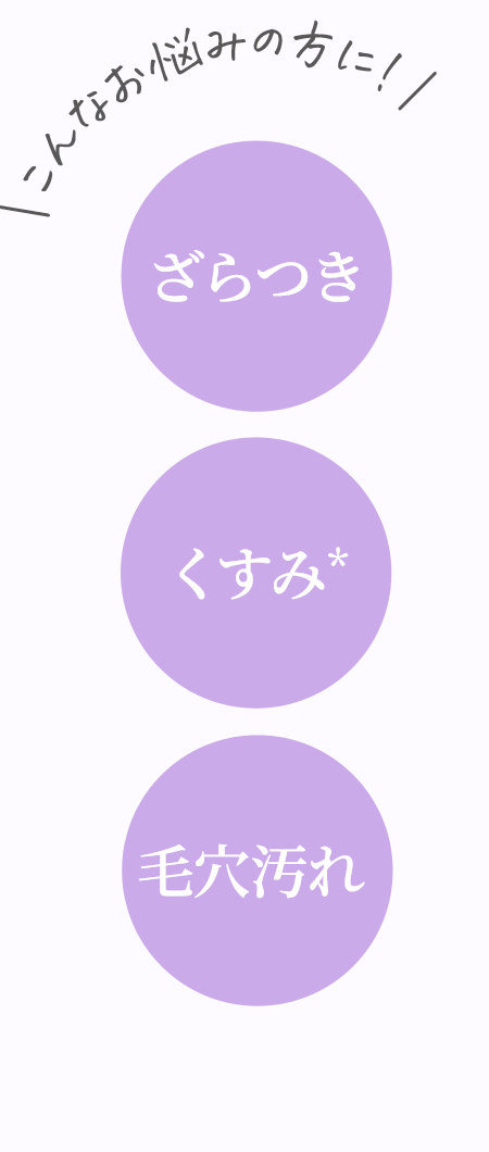 こんなお悩みの方に！ざらつき／くすみ*／毛穴汚れ