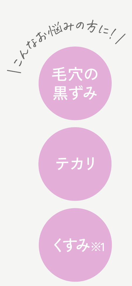 毛穴の黒ずみ*/テカリ/くすみ※1