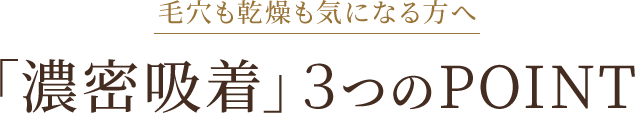 毛穴も乾燥も気になる方へ 「濃密吸着」３つのPOINT