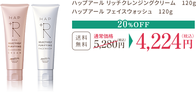 ハップアール リッチクレンジングクリーム　120g ハップアール フェイスウォッシュ　120g 20%OFF 送料無料 通常価格5,280円（税込）おところを4,224円（税込）